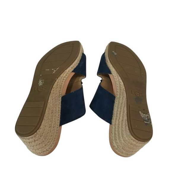 UGG Sandal Suede Espadrilles Wedge Eirene Blue Women’s US 6 Slip On Shoe - Picture 4 of 6